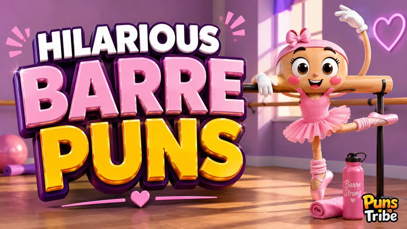Barre puns featured image with a fun fitness-themed design